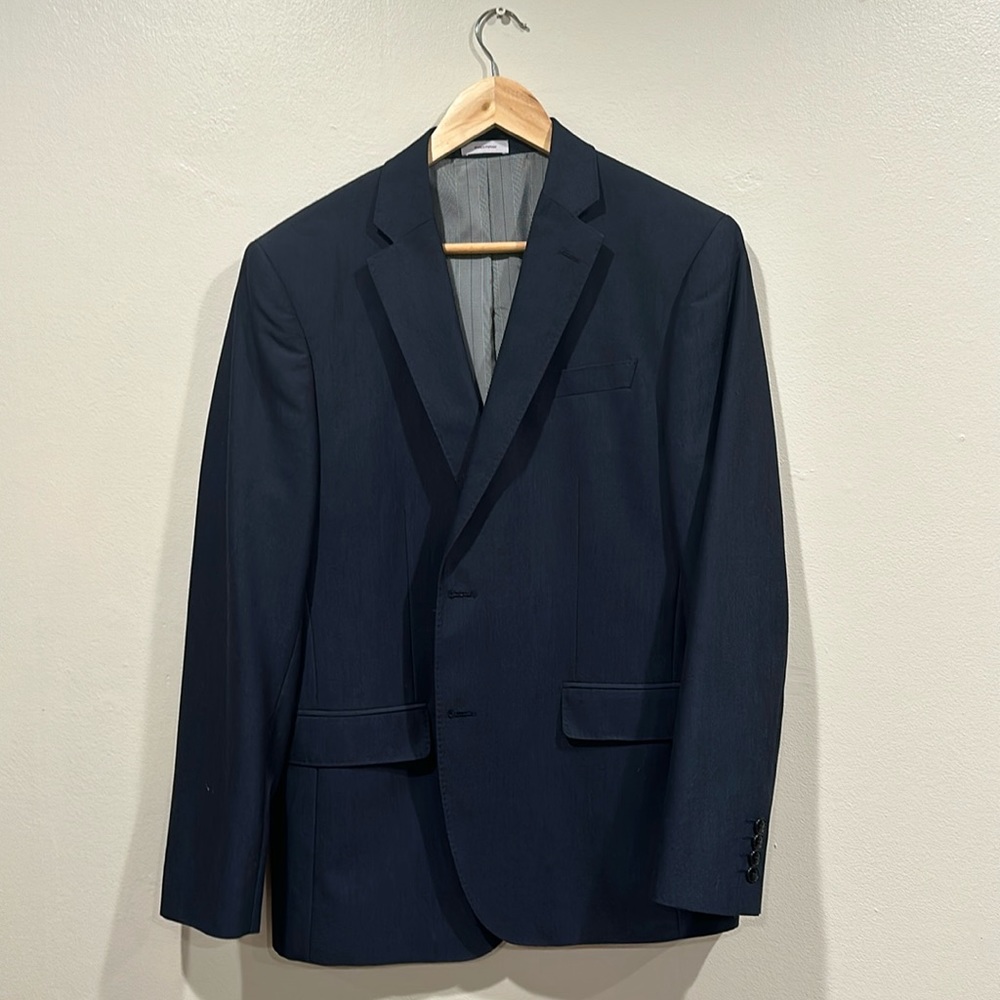 42R Dark Blue and Grey Slim Fit Sport Coat